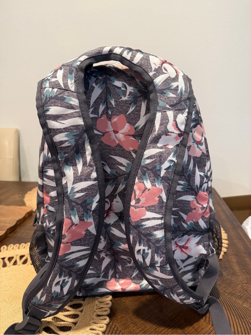 Roxy Floral Tropical Backpack in Pink and Gray - Picture 8 of 8